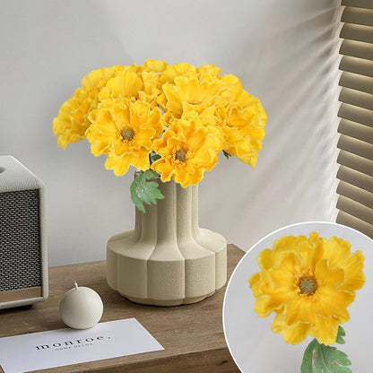 2 Bouquets Fake Poppies 10PCS Yellow Poppies Artificial Flowers Real Touch Faux Poppy Flowers for Wedding Party Office Home Decor(Yellow)