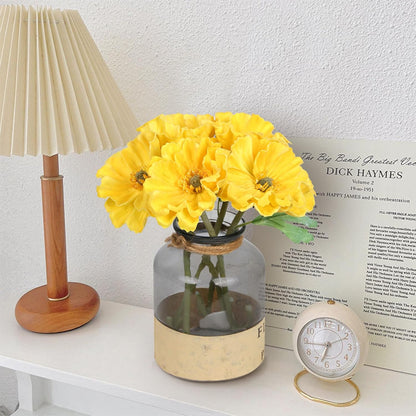 2 Bouquets Fake Poppies 10PCS Yellow Poppies Artificial Flowers Real Touch Faux Poppy Flowers for Wedding Party Office Home Decor(Yellow)