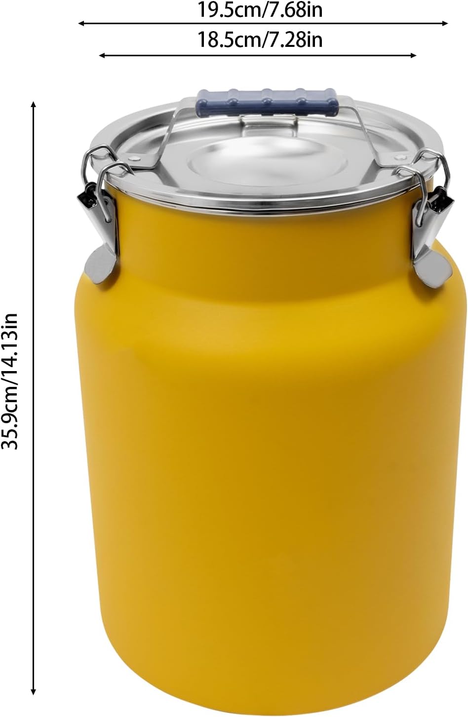 Rice Storage Container, Stainless Steel Airtight Canister, 3.17 Gal Food Storage Container, Round Rice Dispenser for Flour Bean Rice Milk Grain, Pet Food - Easy-Clean (Yellow)