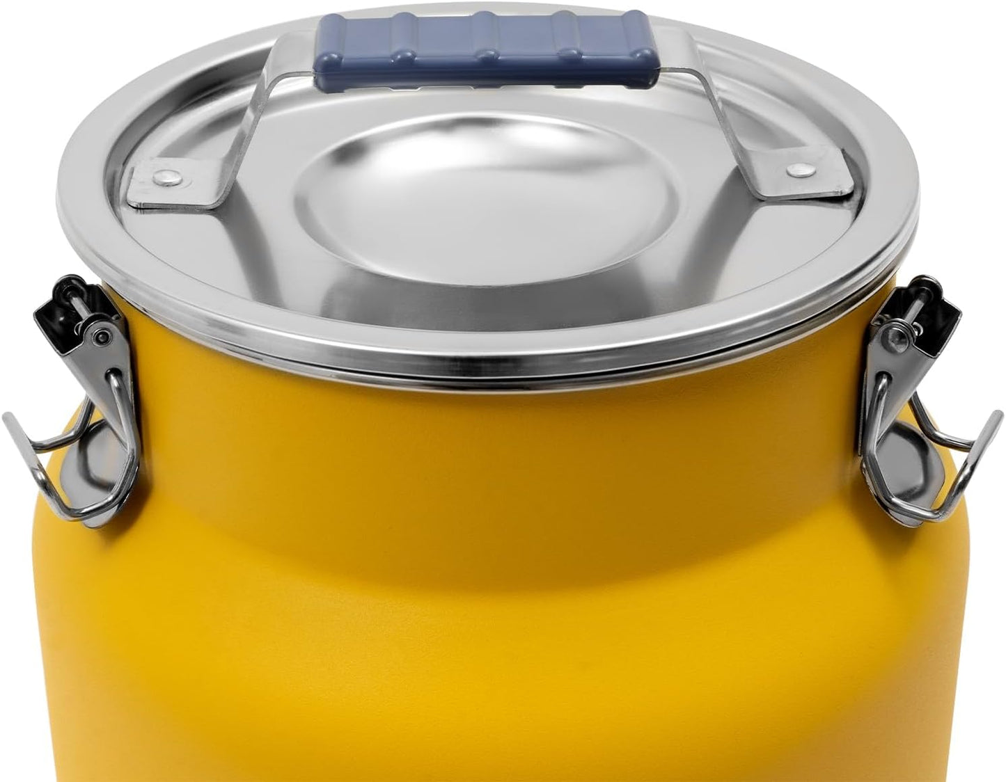 Rice Storage Container, Stainless Steel Airtight Canister, 3.17 Gal Food Storage Container, Round Rice Dispenser for Flour Bean Rice Milk Grain, Pet Food - Easy-Clean (Yellow)
