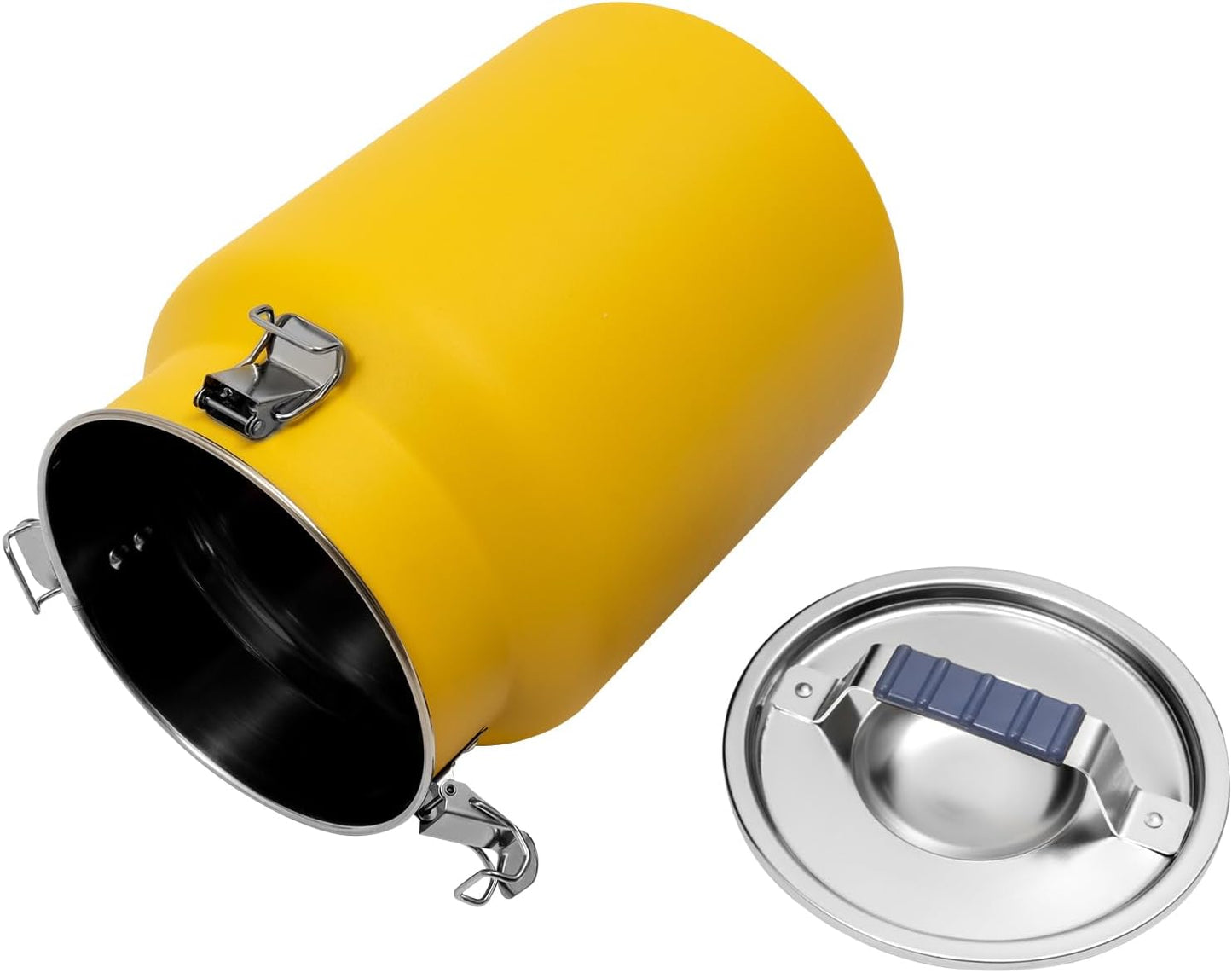 Rice Storage Container, Stainless Steel Airtight Canister, 3.17 Gal Food Storage Container, Round Rice Dispenser for Flour Bean Rice Milk Grain, Pet Food - Easy-Clean (Yellow)