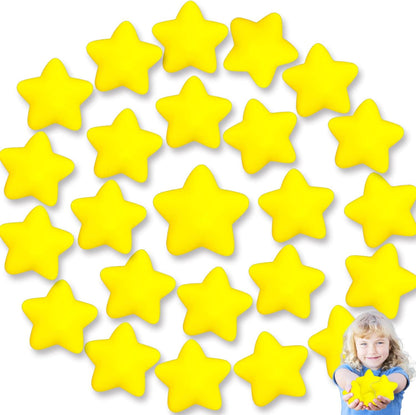 24pcs Star Stress Balls, Mini Foam Squeeze Balls, Yellow Anxiety Relief Toys for School Rewards, Carnival Prizes, Party Favors, Hand Exercise