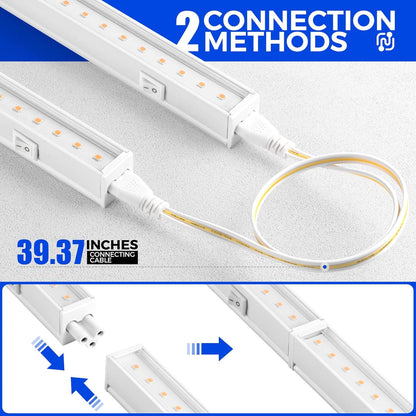 T5 Grow Lights, Full Spectrum, 2ft 80W (8 x 10W, 500W Equivalent), LED Grow Light Strip for Greenhouse, Plant Grow Shelf, Plug and Play Easy Installation, Yellow, 8-Pack