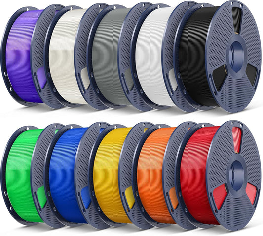 PLA Plus 3D Printer Filament, 1.75mm, 10 Colors | 3D Printer Filament Bundle, Neatly Wound, For Most 3D Printer, 10 Colors, 1kg Spool