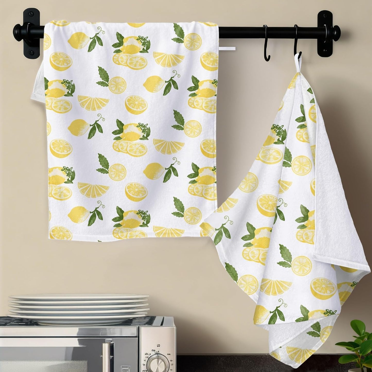 Lemon Kitchen Towels 2PC, 16"x26" - 100% Cotton | Soft | Absorb |Low Lint | Daily Use, Dish Towels for Kitchen