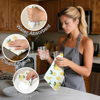 Lemon Kitchen Towels 2PC, 16"x26" - 100% Cotton | Soft | Absorb |Low Lint | Daily Use, Dish Towels for Kitchen