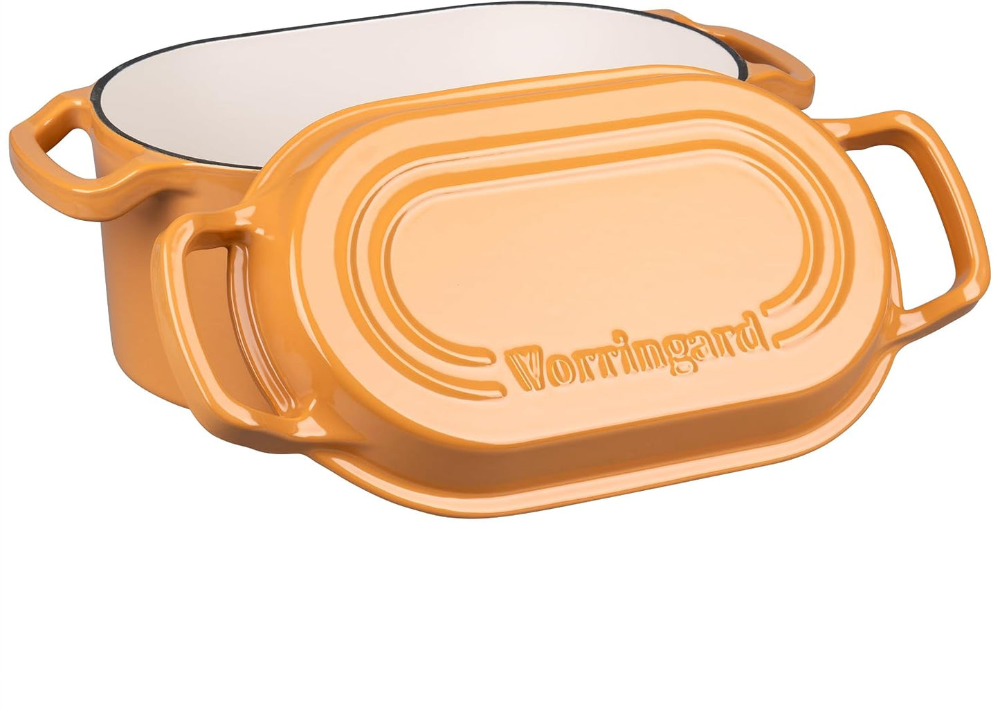 Oval Dutch Oven Pot with Lid, Enamel Coating Cast Iron Bread Pans for Homemade Sourdough Bread Baking, Cooking, 4 Quart, Yellow