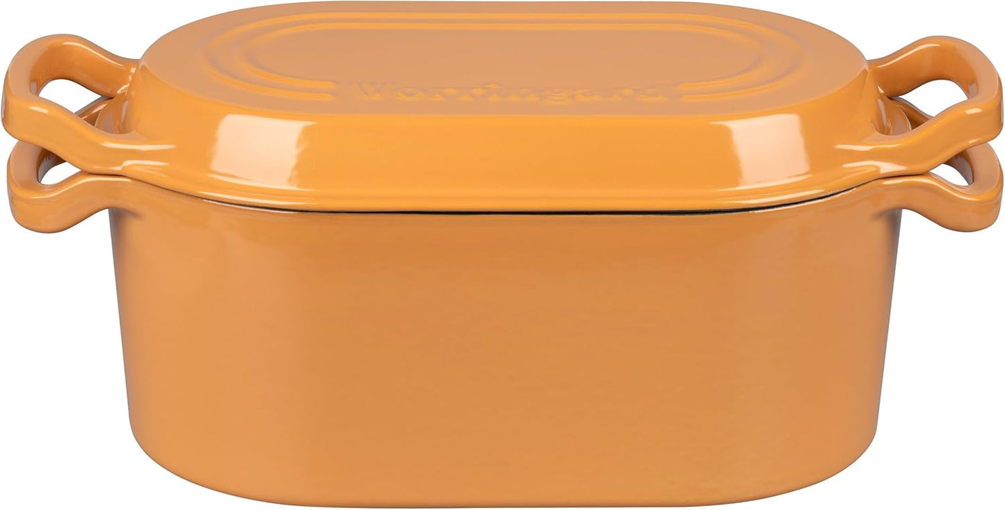 Oval Dutch Oven Pot with Lid, Enamel Coating Cast Iron Bread Pans for Homemade Sourdough Bread Baking, Cooking, 4 Quart, Yellow