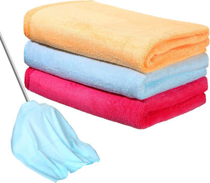 3 Pcs Extra Large Microfiber Cleaning Cloth 30" x 20" Washable Reusable Microfiber Towel Streak Free Lint Free Cloth for Cleaning Home Glass Office Window Bathrooms (Pink,Yellow,Light Blue)