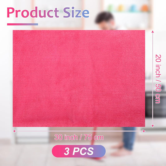 3 Pcs Extra Large Microfiber Cleaning Cloth 30" x 20" Washable Reusable Microfiber Towel Streak Free Lint Free Cloth for Cleaning Home Glass Office Window Bathrooms (Pink,Yellow,Light Blue)