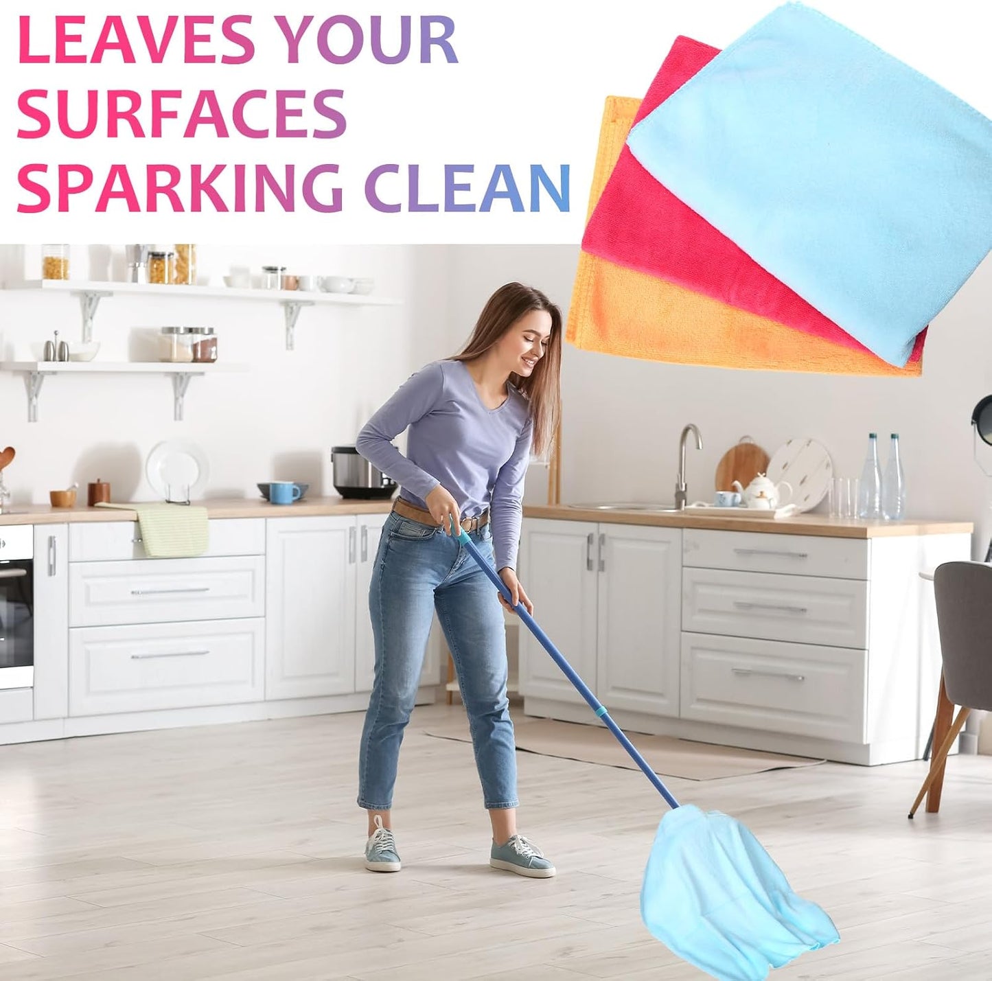 3 Pcs Extra Large Microfiber Cleaning Cloth 30" x 20" Washable Reusable Microfiber Towel Streak Free Lint Free Cloth for Cleaning Home Glass Office Window Bathrooms (Pink,Yellow,Light Blue)