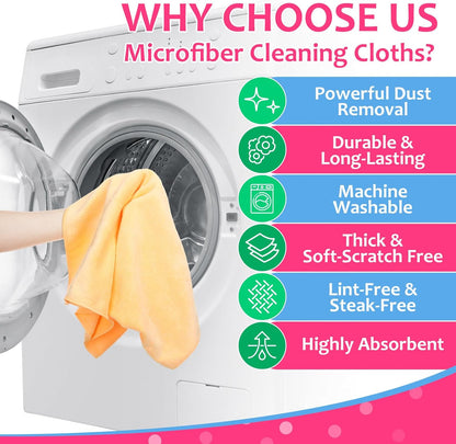 3 Pcs Extra Large Microfiber Cleaning Cloth 30" x 20" Washable Reusable Microfiber Towel Streak Free Lint Free Cloth for Cleaning Home Glass Office Window Bathrooms (Pink,Yellow,Light Blue)