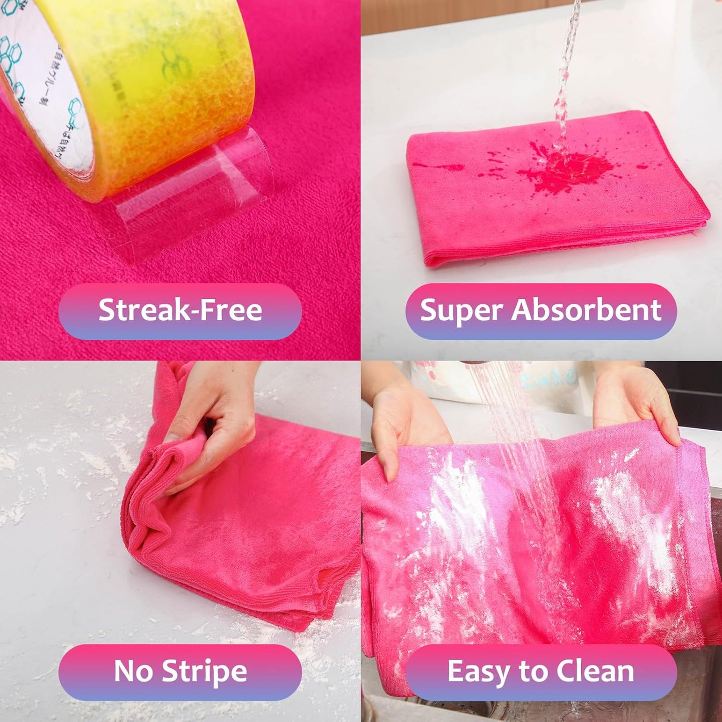 3 Pcs Extra Large Microfiber Cleaning Cloth 30" x 20" Washable Reusable Microfiber Towel Streak Free Lint Free Cloth for Cleaning Home Glass Office Window Bathrooms (Pink,Yellow,Light Blue)
