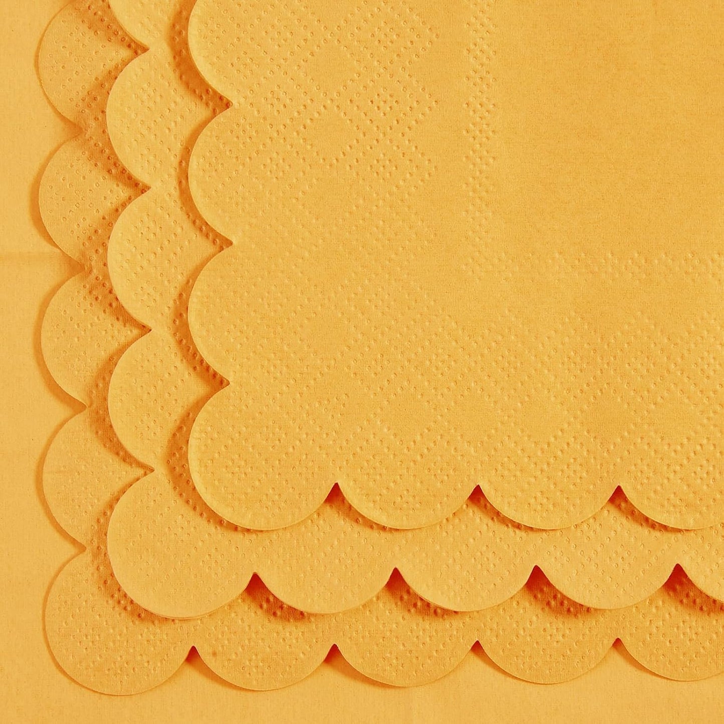 100 Pack Cocktail Napkin 2-Ply Scalloped Edged Yellow Napkins 5 x 5IN | Disposable Napkins for Dinner Wedding Birthday Party, Bridal Anniversary Reception Event