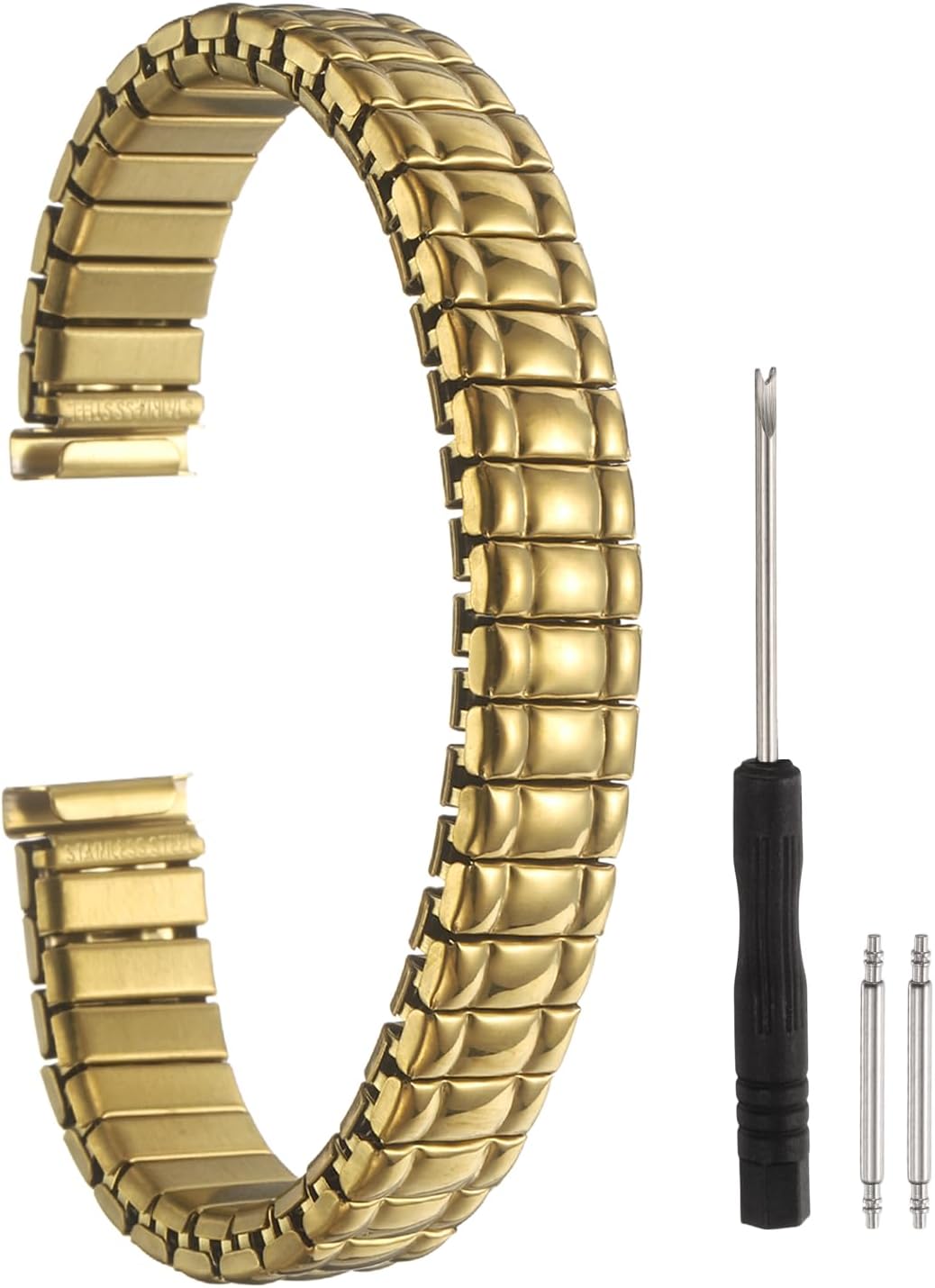 Expansion Watch Bands Stainless Steel with Spring Bars Removal Tool for Women Men Metal Replacement Watch Band