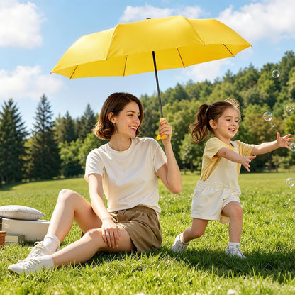 Cute Duck Handle Umbrella Compact Travel Wood Handle Folding for Rain | Cute duck handle for commute/school/trips, daily rain & gifts. Easy to carry with 17 inch fold, 42 inch arc