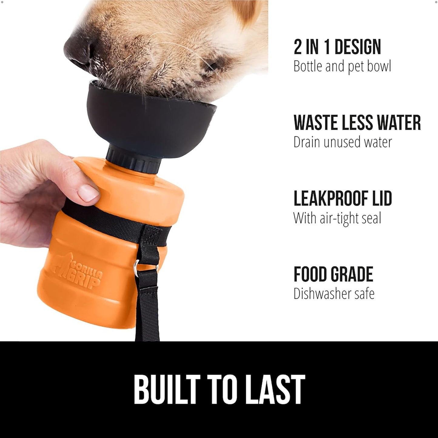 Dog Water Bottle, Portable Water Bowl Dispenser for Dogs, 16 oz Leak Proof Pet Travel Squeeze Bottles, Food Grade Silicone, To Go Puppy Essentials, Hiking Camping Trip Accessories, Orange