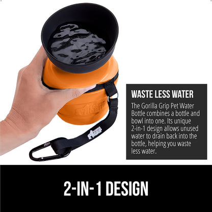 Dog Water Bottle, Portable Water Bowl Dispenser for Dogs, 16 oz Leak Proof Pet Travel Squeeze Bottles, Food Grade Silicone, To Go Puppy Essentials, Hiking Camping Trip Accessories, Orange