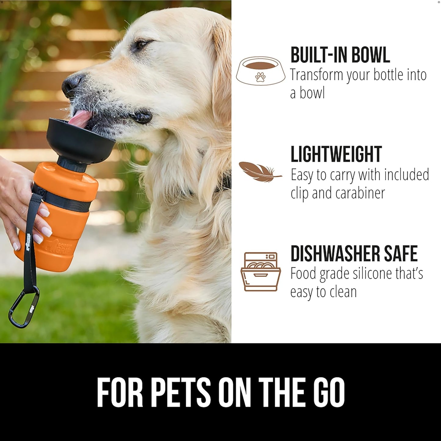 Dog Water Bottle, Portable Water Bowl Dispenser for Dogs, 16 oz Leak Proof Pet Travel Squeeze Bottles, Food Grade Silicone, To Go Puppy Essentials, Hiking Camping Trip Accessories, Orange