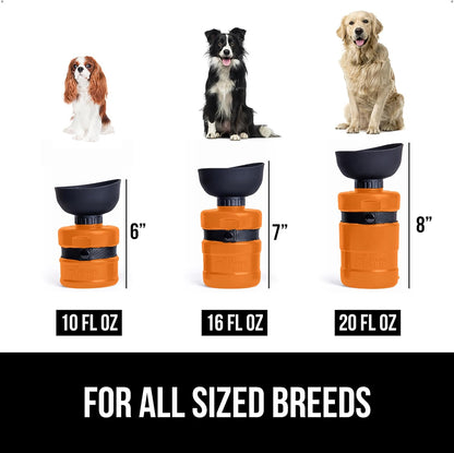 Dog Water Bottle, Portable Water Bowl Dispenser for Dogs, 16 oz Leak Proof Pet Travel Squeeze Bottles, Food Grade Silicone, To Go Puppy Essentials, Hiking Camping Trip Accessories, Orange