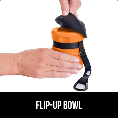 Dog Water Bottle, Portable Water Bowl Dispenser for Dogs, 16 oz Leak Proof Pet Travel Squeeze Bottles, Food Grade Silicone, To Go Puppy Essentials, Hiking Camping Trip Accessories, Orange