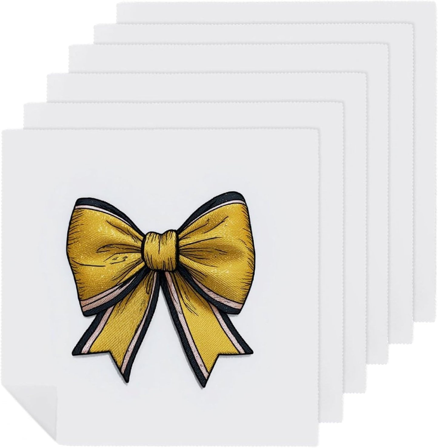 Yellow Coquette Bow Cloth Napkins Set of 6, Square Premium Reusable Washable Polyester Table Linen Napkin for Dinner Party