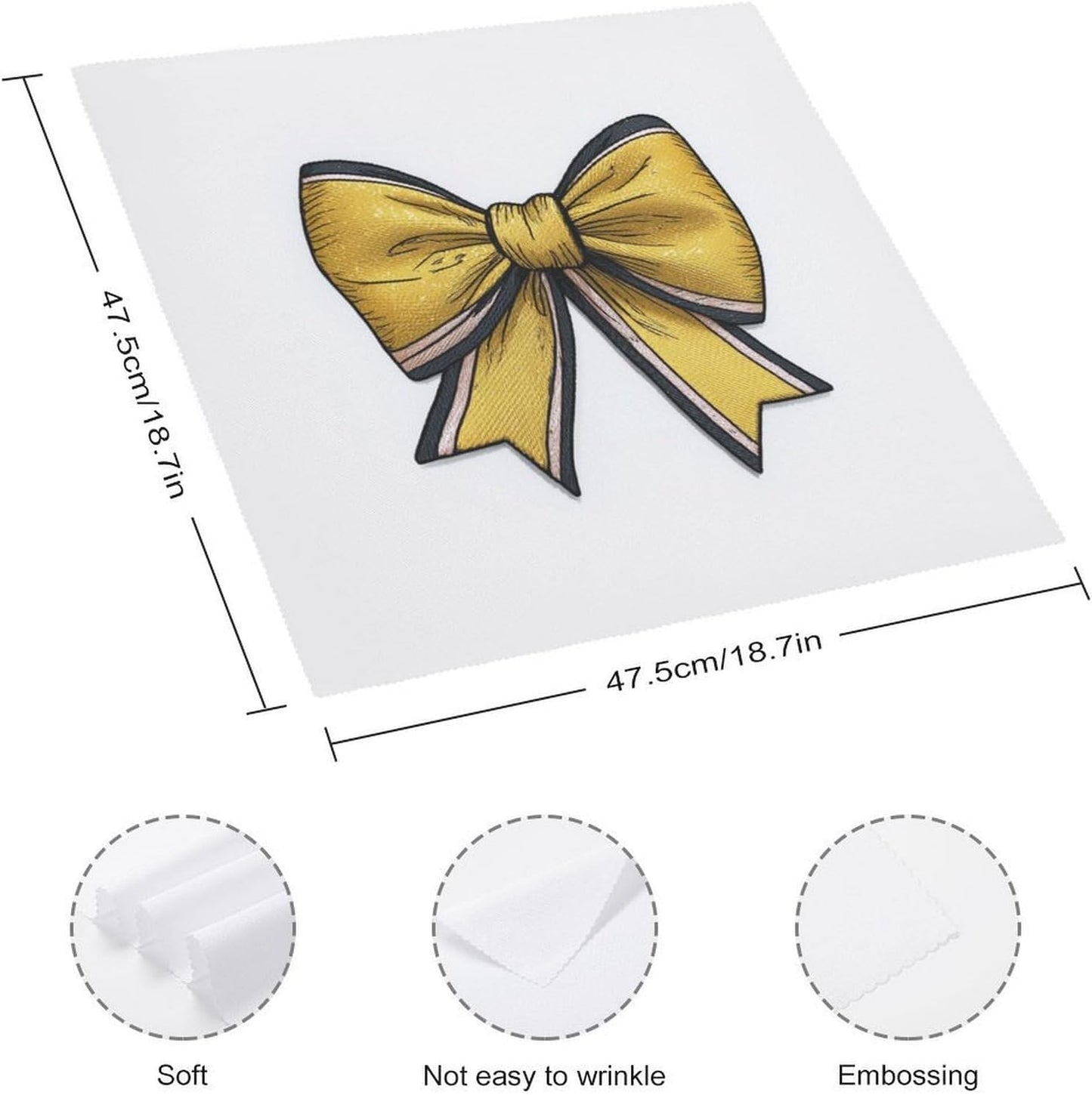 Yellow Coquette Bow Cloth Napkins Set of 6, Square Premium Reusable Washable Polyester Table Linen Napkin for Dinner Party