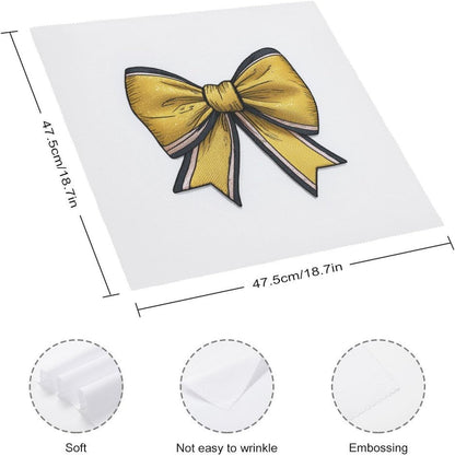 Yellow Coquette Bow Cloth Napkins Set of 6, Square Premium Reusable Washable Polyester Table Linen Napkin for Dinner Party