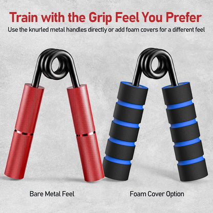 Grip Strength Trainer Set, 6 Pack Aluminum Hand Grip Strengthener, 50LB-225LB Hand Gripper, Forearm Strengthener & Wrist Exerciser for Rock Climbing, Lifting & Pull-Ups
