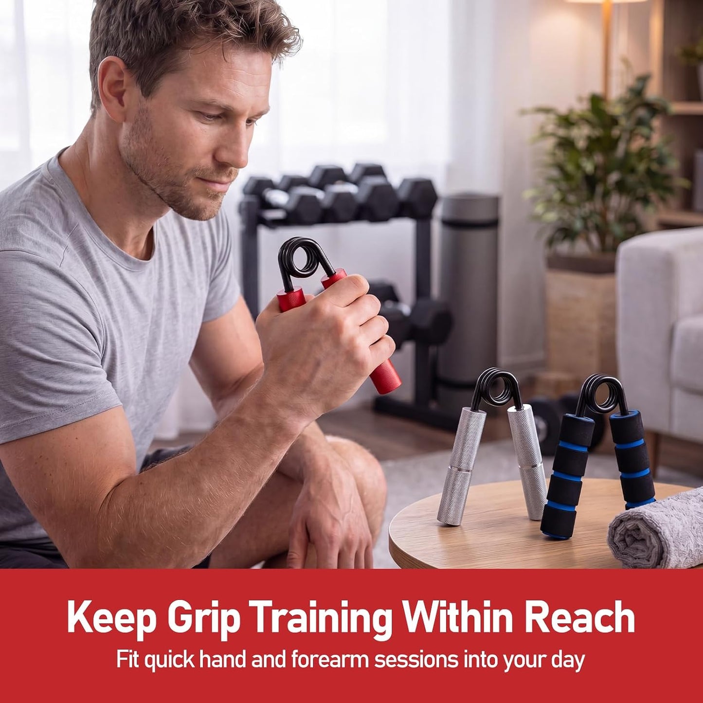 Grip Strength Trainer Set, 6 Pack Aluminum Hand Grip Strengthener, 50LB-225LB Hand Gripper, Forearm Strengthener & Wrist Exerciser for Rock Climbing, Lifting & Pull-Ups