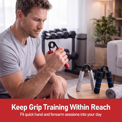 Grip Strength Trainer Set, 6 Pack Aluminum Hand Grip Strengthener, 50LB-225LB Hand Gripper, Forearm Strengthener & Wrist Exerciser for Rock Climbing, Lifting & Pull-Ups