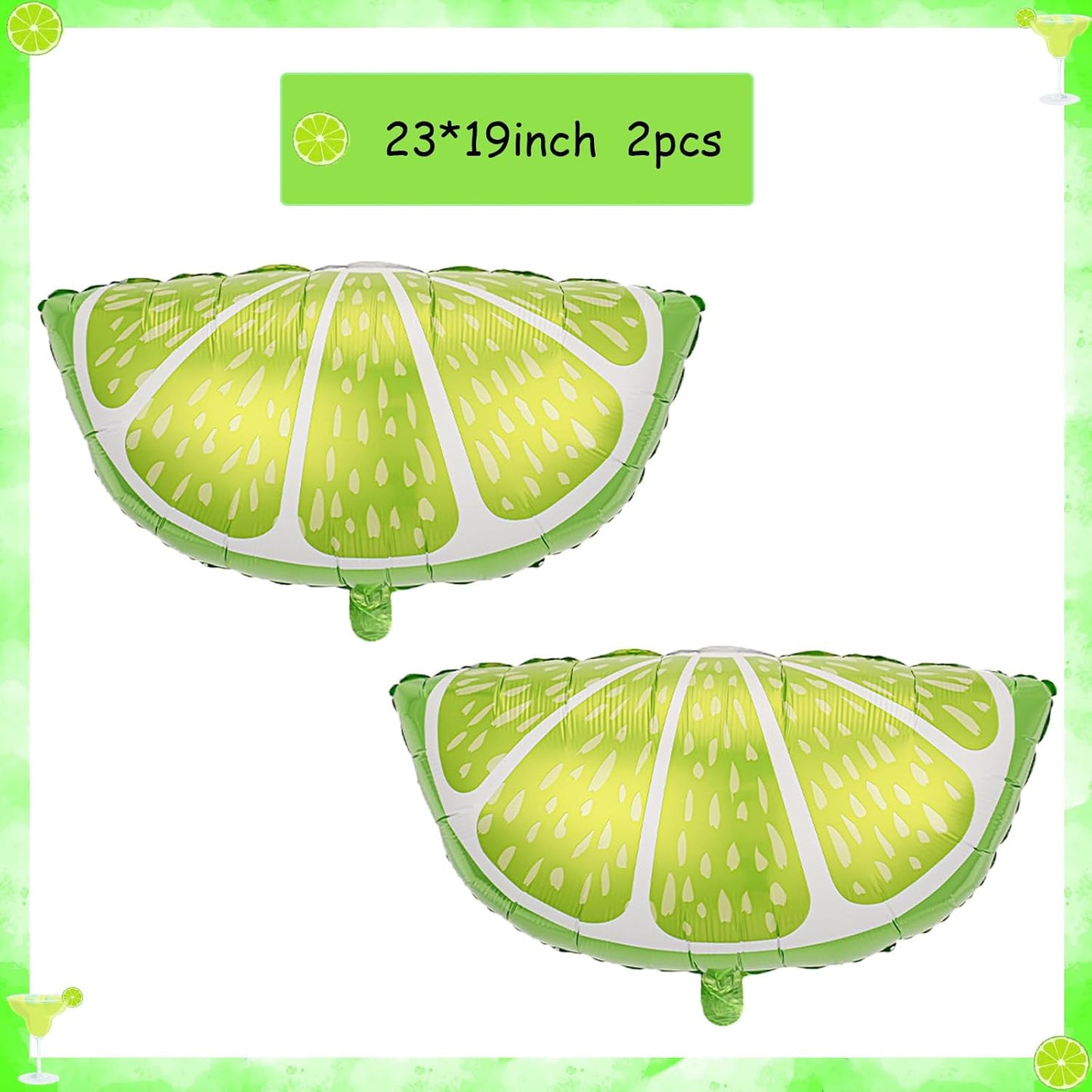 10Pcs Lime Balloons Green Lemon Foil Balloons Large Margarita and Lime Mylar Balloon for Fruit Summer Lime Lemon Party Decorations Margarita Bachelorette Birthday Decorations