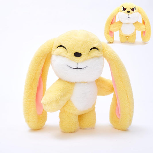 Bunny Plush Toy Stuffed Animal Funny Rotating Head Rabbit Plush Pillows Toy Cute Sensory Soft Stuffed Animals Doll That Show Your Mood Stuffed Bunny For Easter Christmas Birthday Gift，11in(Yellow)