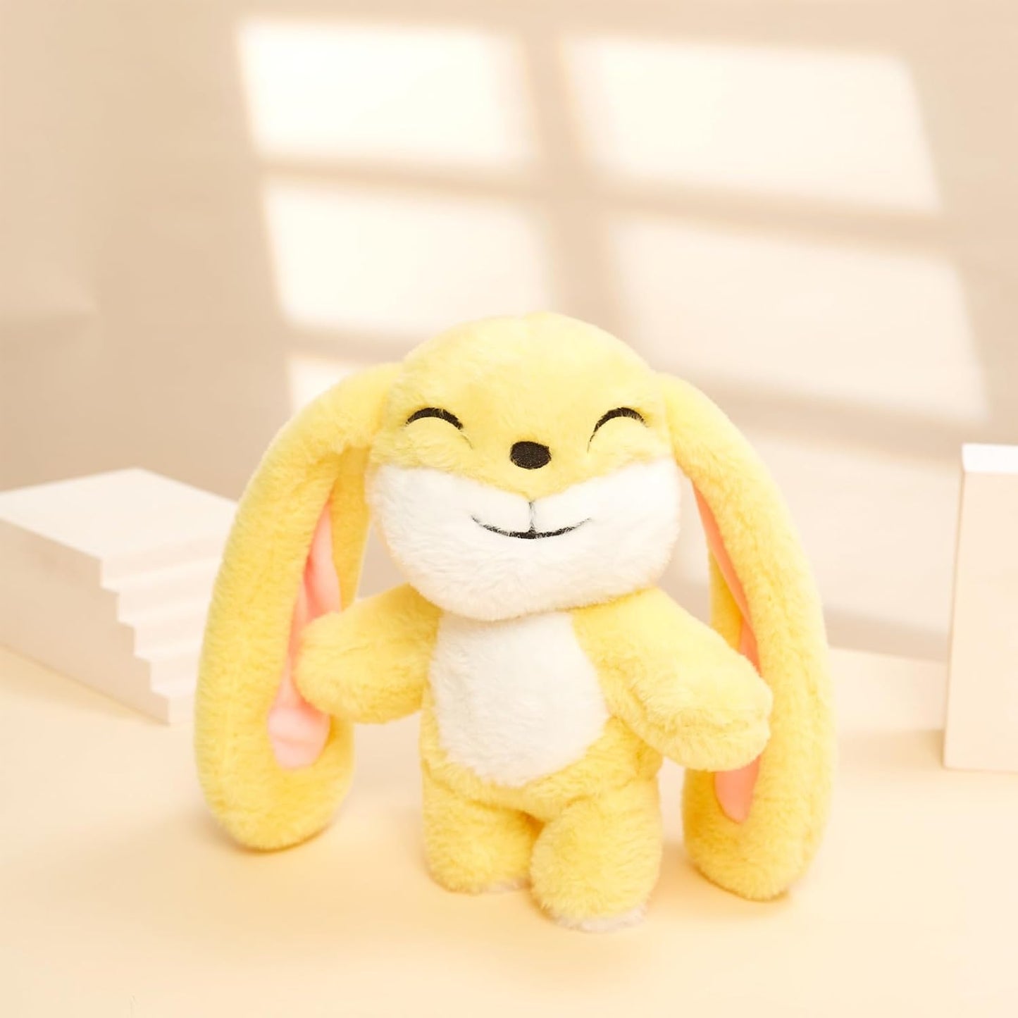 Bunny Plush Toy Stuffed Animal Funny Rotating Head Rabbit Plush Pillows Toy Cute Sensory Soft Stuffed Animals Doll That Show Your Mood Stuffed Bunny For Easter Christmas Birthday Gift，11in(Yellow)