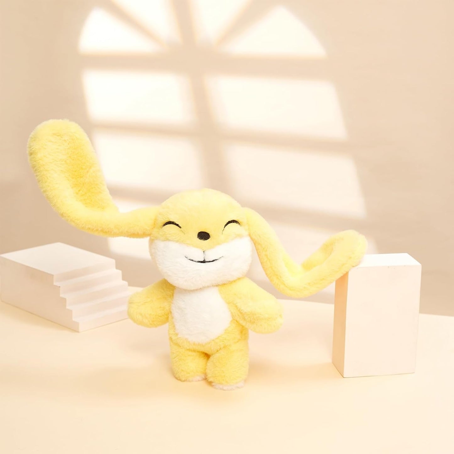 Bunny Plush Toy Stuffed Animal Funny Rotating Head Rabbit Plush Pillows Toy Cute Sensory Soft Stuffed Animals Doll That Show Your Mood Stuffed Bunny For Easter Christmas Birthday Gift，11in(Yellow)