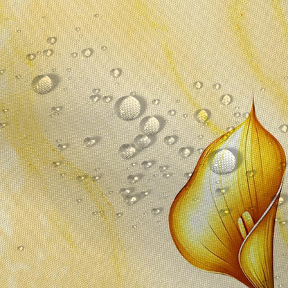 African American Shower Curtain Black Woman Golden Calla Lily Flower on Yellow Marble,Elegant Waterproof Fabric Shower Curtains for Bathroom Weighted 72x72 in