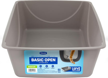 Open Cat Litter Box, Blue Mesa/Mouse Grey,M (Pack of 1), Made in USA
