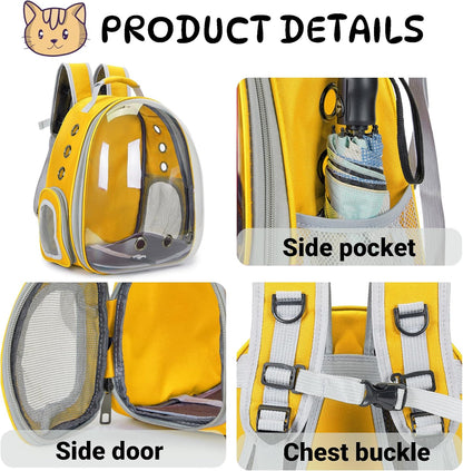 Cat Bubble Backpack Carrier for Small Medium Dogs Cats Carrying Bag, Airline Approved Pet Travel Carrying Bag Dog Hiking Walking Outdoor Backpack (Yellow)