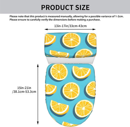 Lemon wedges Printed Toilet Seat Cover Set (2 Pieces) - With Tank Lid - Fits U-shaped or Extended Toilets - Perfect for Housewarming, Birthdays, and Gifts