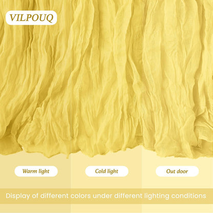 10 Pack Light Yellow Cheesecloth Table Runner 21x120 Inches Boho Gauze Table Runners, Rustic Semi Sheer Cheese Cloth Fabric for Easter Wedding Party Baby Shower, Long Vintage Table Runner for Dining