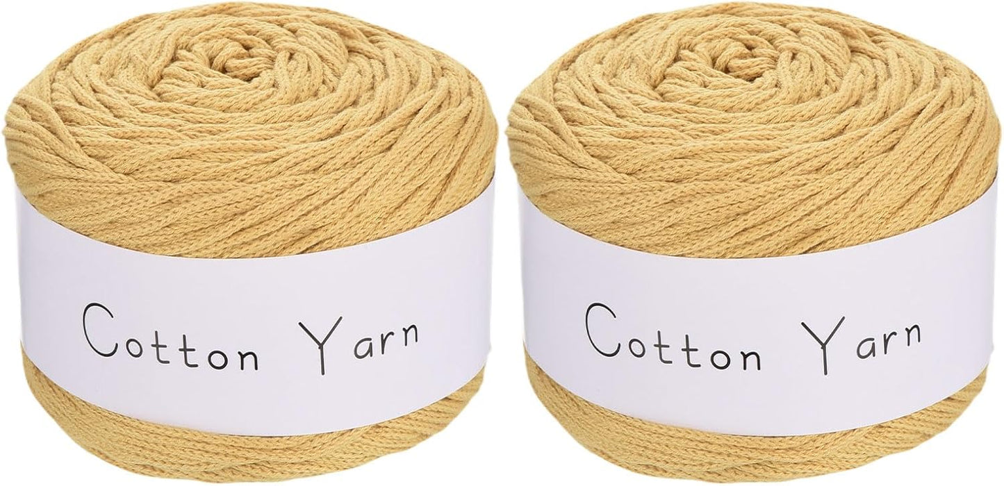2 Skein Cotton Yarn, 100% Cotton Chunky Yarn for Hand Knitting, Blanket Yarn for Crocheting Each of 204g/7.20oz(Per Skein 150m/164 Yard)/Dark Yellow
