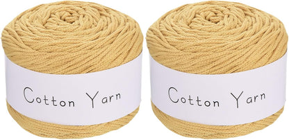 2 Skein Cotton Yarn, 100% Cotton Chunky Yarn for Hand Knitting, Blanket Yarn for Crocheting Each of 204g/7.20oz(Per Skein 150m/164 Yard)/Dark Yellow
