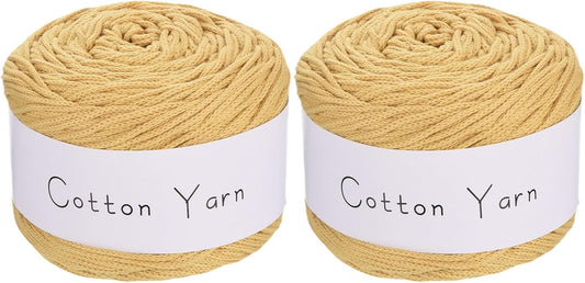 2 Skein Cotton Yarn, 100% Cotton Chunky Yarn for Hand Knitting, Blanket Yarn for Crocheting Each of 204g/7.20oz(Per Skein 150m/164 Yard)/Dark Yellow