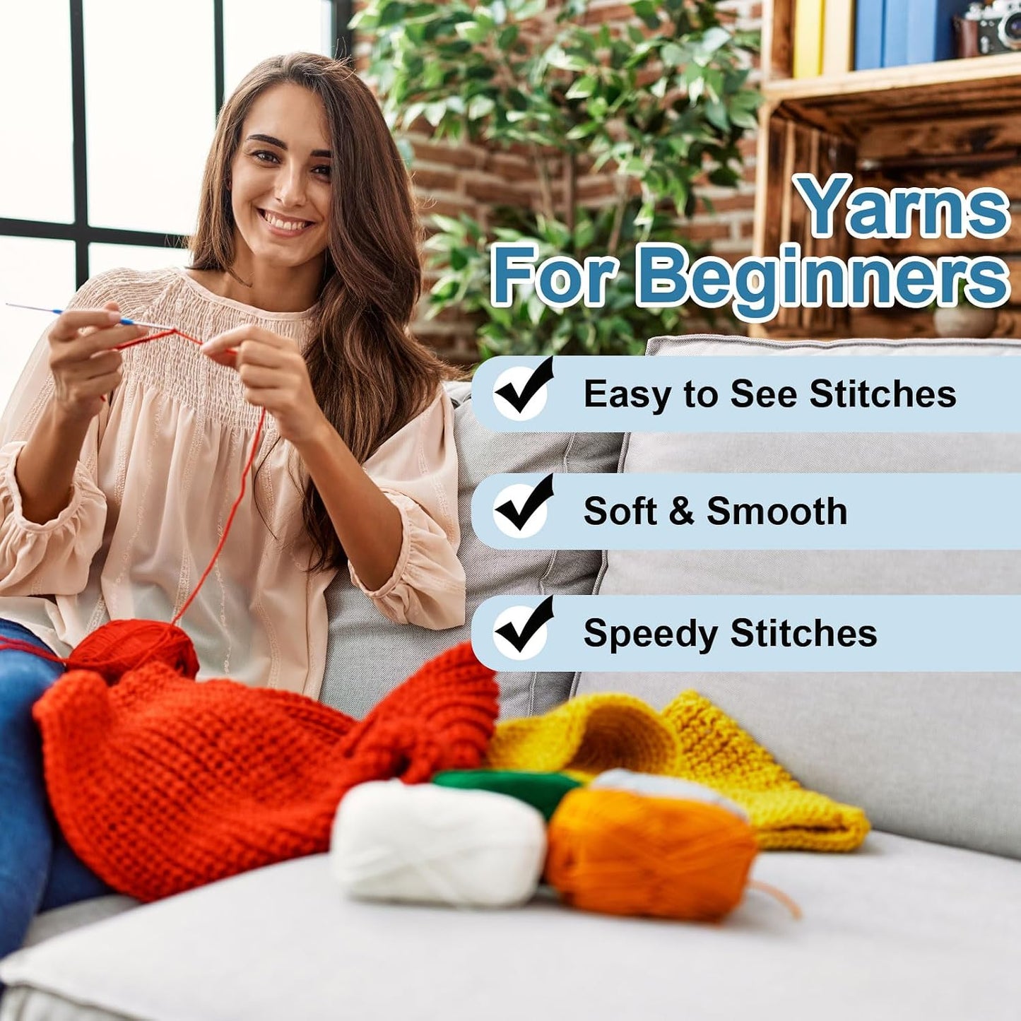 2 Skein Cotton Yarn, 100% Cotton Chunky Yarn for Hand Knitting, Blanket Yarn for Crocheting Each of 204g/7.20oz(Per Skein 150m/164 Yard)/Dark Yellow