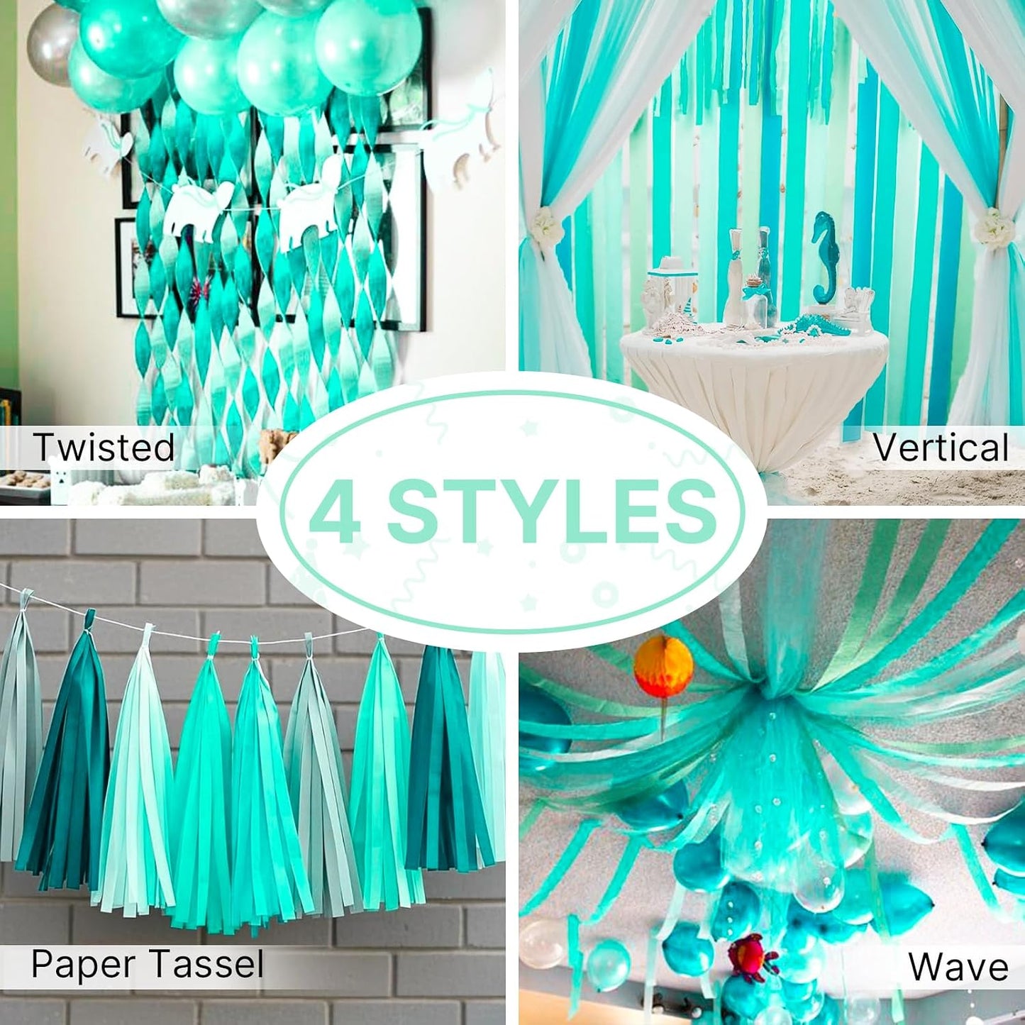 Light Yellow Pale Pastel Yellow Crepe Paper Streamers 4pcs 328 FT | Birthday Graduation Engagement Baby Shower Summer Sunflower Little Cutie Wedding Bridal Shower Party Decorations - Colors A