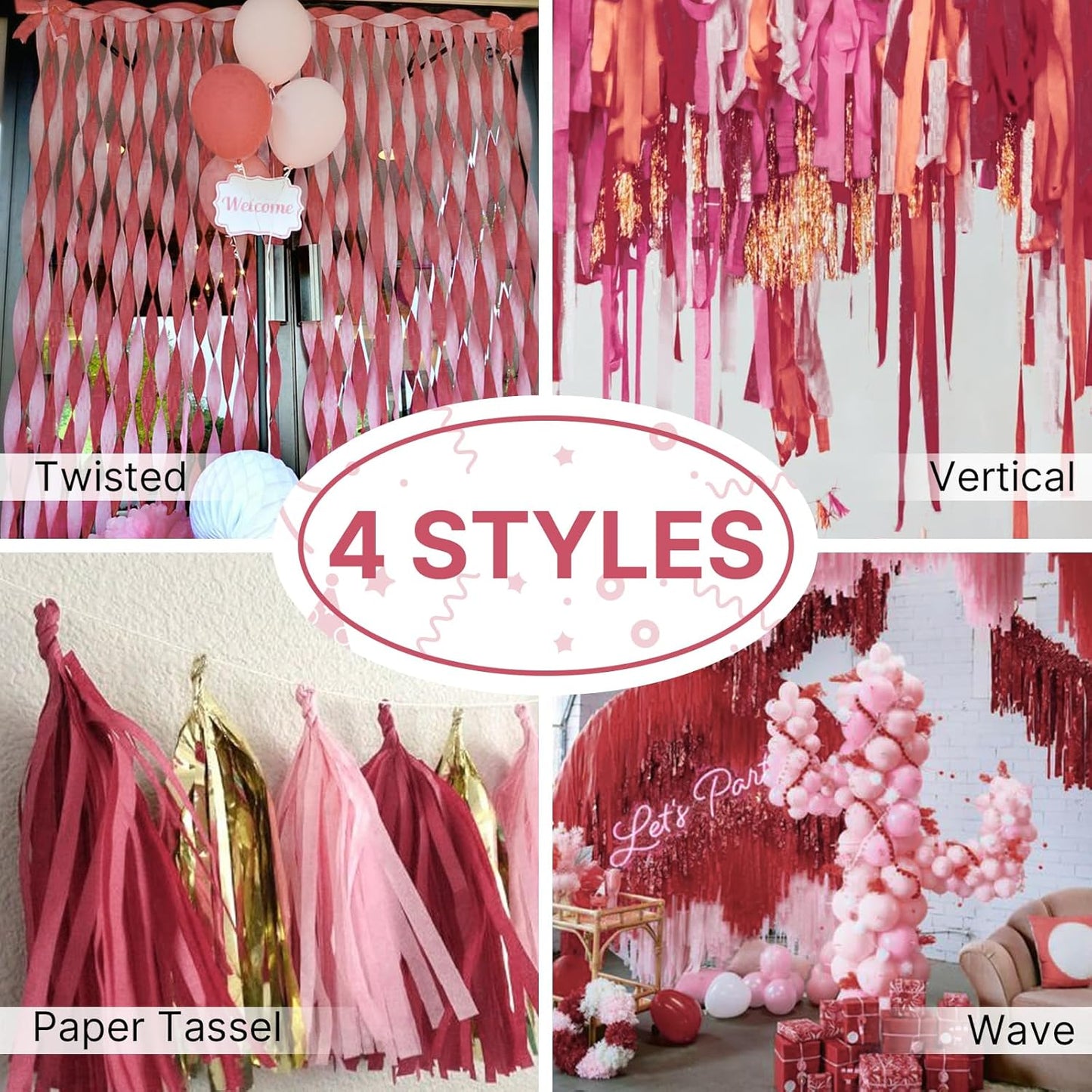 Light Yellow Pale Pastel Yellow Crepe Paper Streamers 4pcs 328 FT | Birthday Graduation Engagement Baby Shower Summer Sunflower Little Cutie Wedding Bridal Shower Party Decorations - Colors A