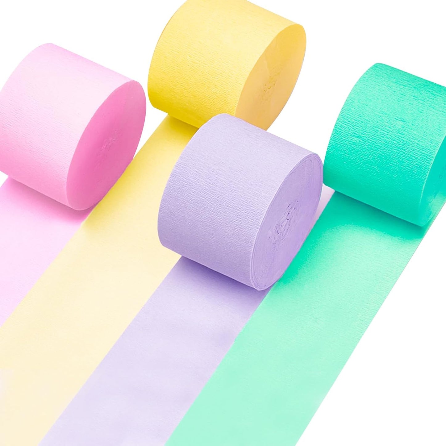 Light Yellow Pale Pastel Yellow Crepe Paper Streamers 4pcs 328 FT | Birthday Graduation Engagement Baby Shower Summer Sunflower Little Cutie Wedding Bridal Shower Party Decorations - Colors A