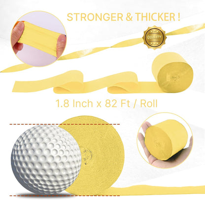 Light Yellow Pale Pastel Yellow Crepe Paper Streamers 4pcs 328 FT | Birthday Graduation Engagement Baby Shower Summer Sunflower Little Cutie Wedding Bridal Shower Party Decorations - Colors A