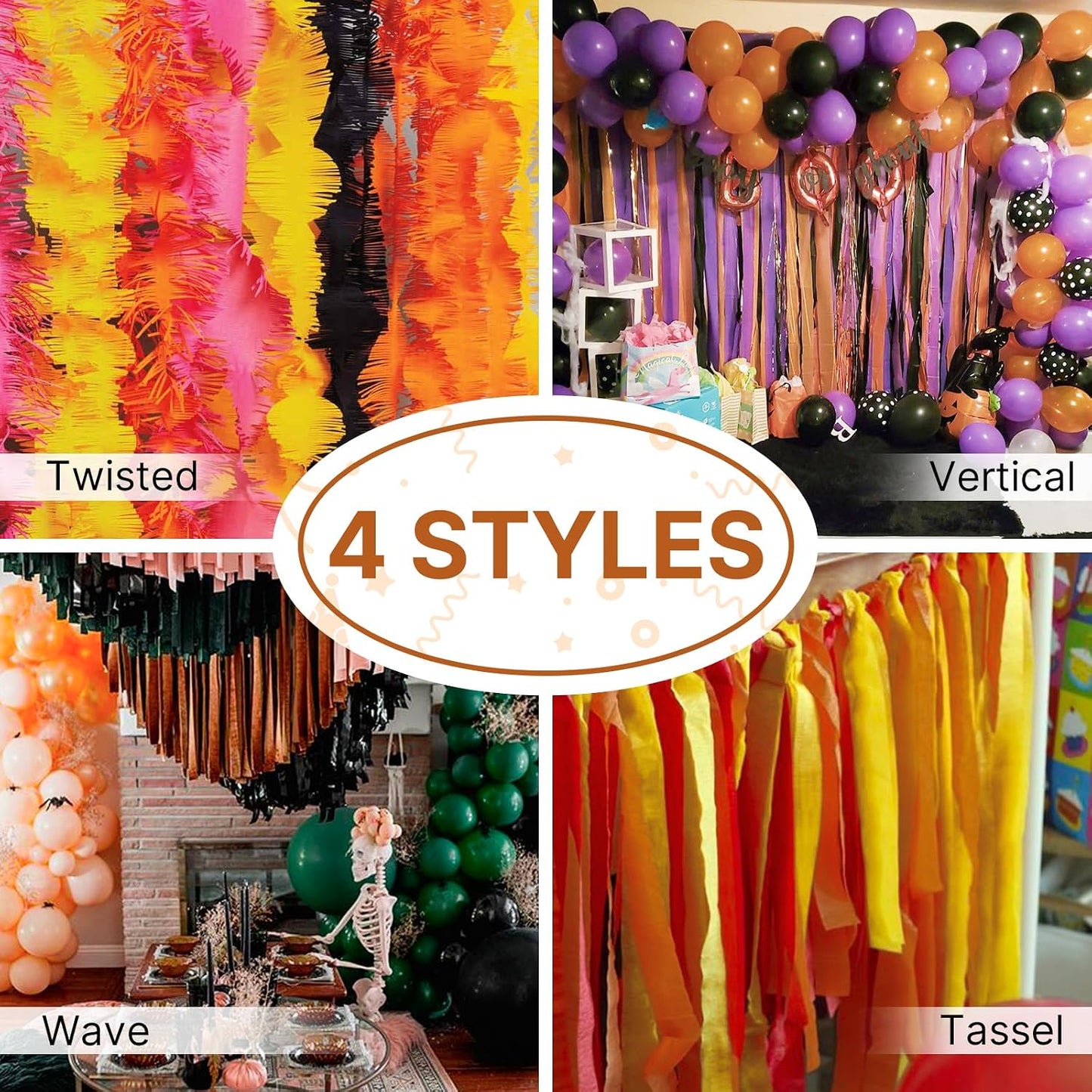 Light Yellow Pale Pastel Yellow Crepe Paper Streamers 4pcs 328 FT | Birthday Graduation Engagement Baby Shower Summer Sunflower Little Cutie Wedding Bridal Shower Party Decorations - Colors A