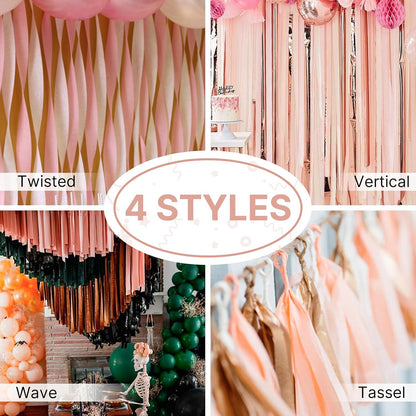 Light Yellow Pale Pastel Yellow Crepe Paper Streamers 4pcs 328 FT | Birthday Graduation Engagement Baby Shower Summer Sunflower Little Cutie Wedding Bridal Shower Party Decorations - Colors A
